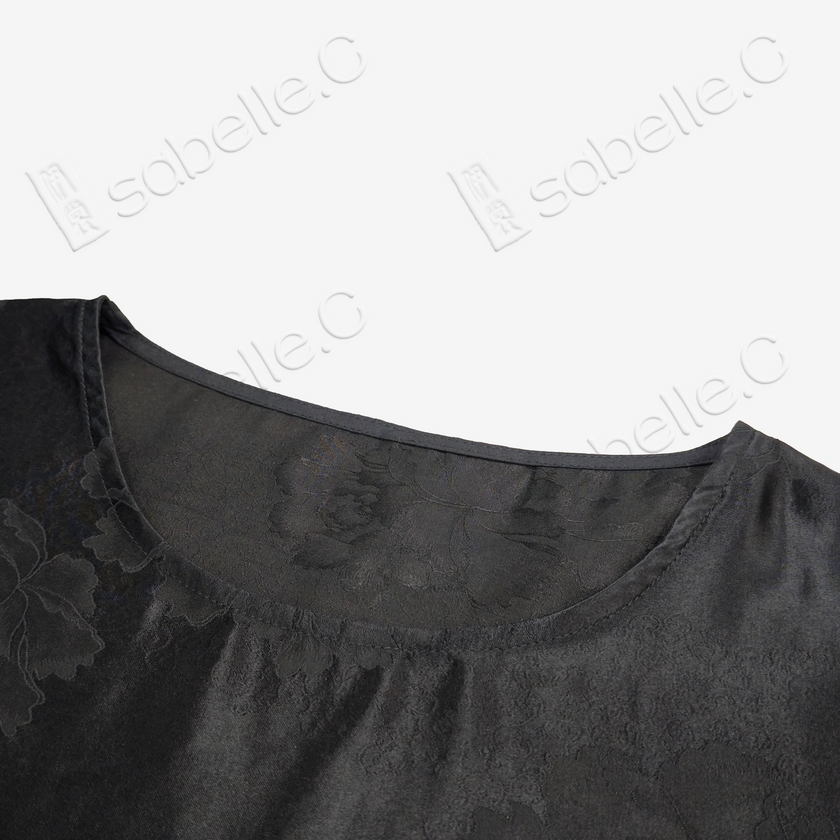 Jacquard Short Blouse in Gambiered Canton Silk