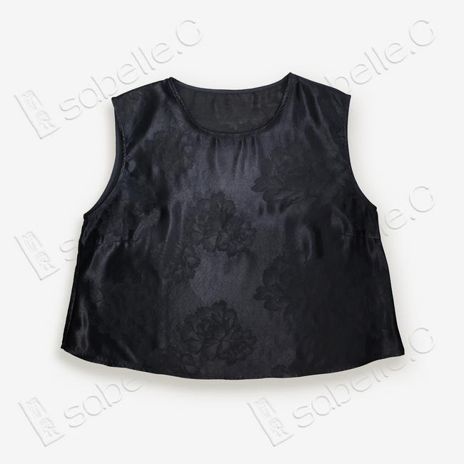 Jacquard Short Blouse in Gambiered Canton Silk