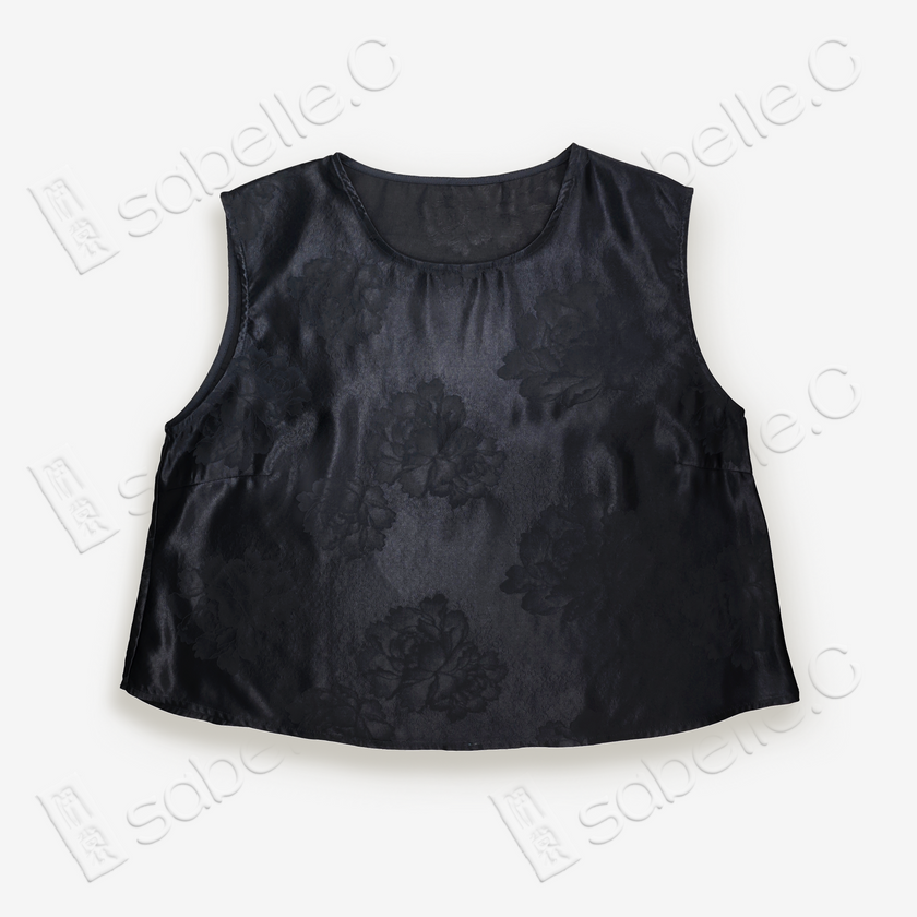 Jacquard Short Blouse in Gambiered Canton Silk