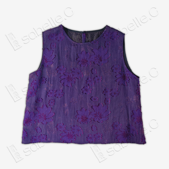 Embroidered Mulberry Silk Short Top