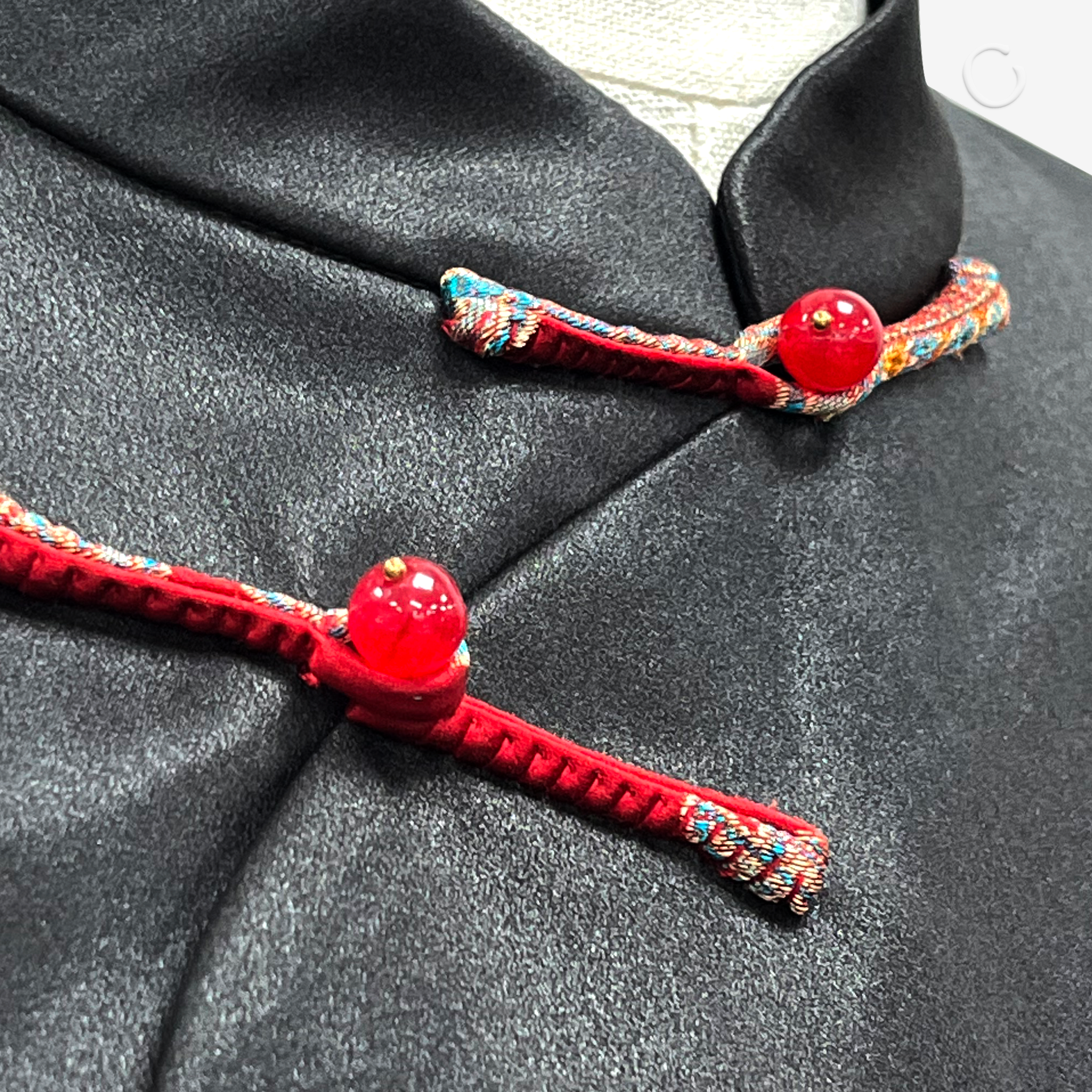 Gambiered Canton Silk Long-Sleeve Top