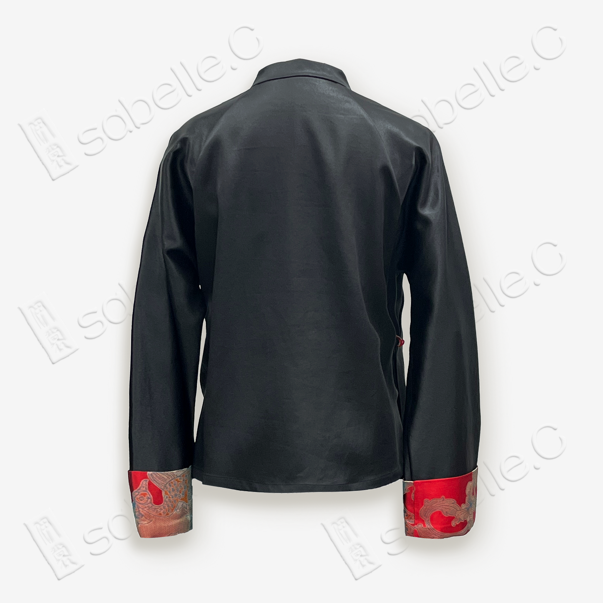 Gambiered Canton Silk Long-Sleeve Top