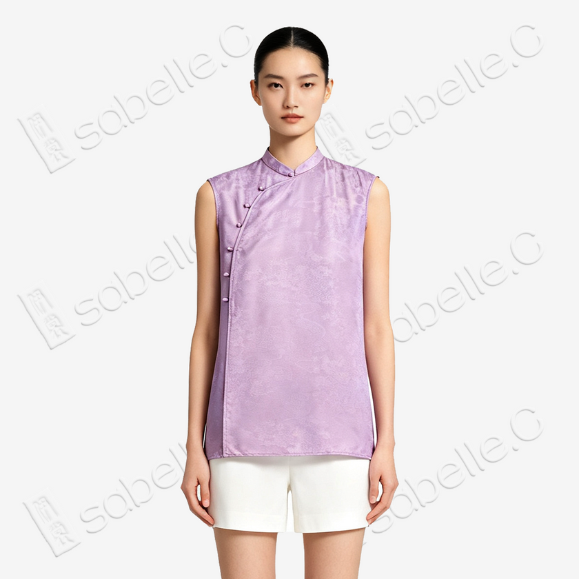 Lilac Stream Floral Ode Shu Brocade Top - 「紫澗花吟」蜀錦上衣