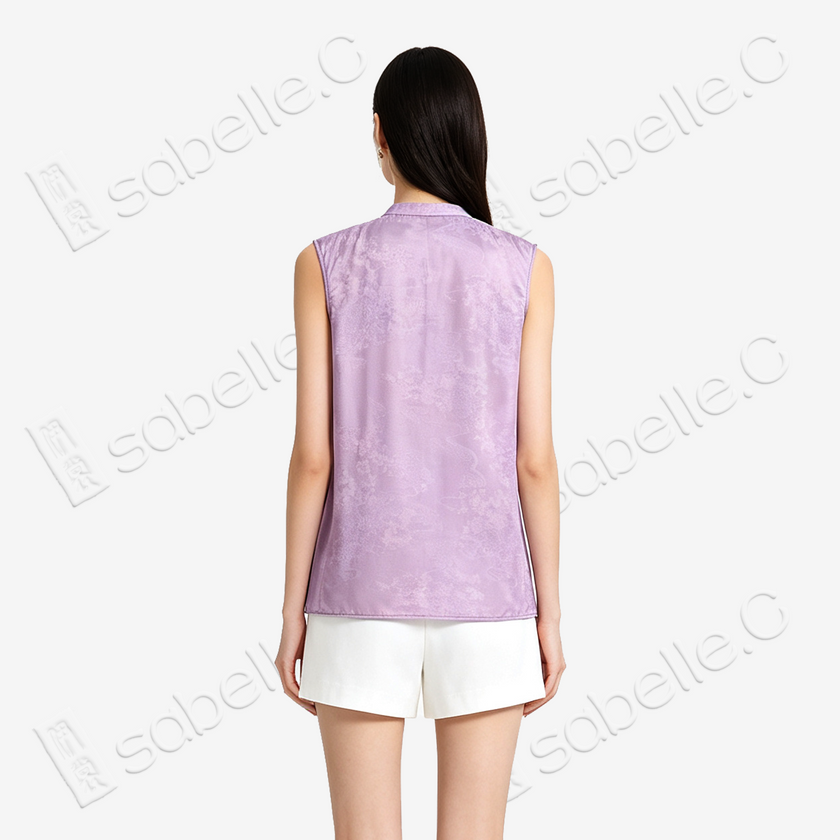 Lilac Stream Floral Ode Shu Brocade Top - 「紫澗花吟」蜀錦上衣