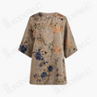 Taupe Floral Butterfly Gambiered Canton Silk Top - 「駝底花蝶」香雲紗上衣