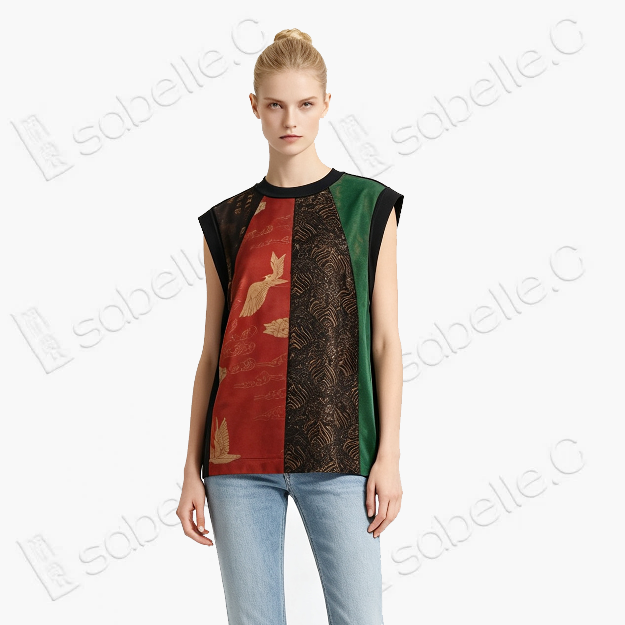 Scarlet Jade Cloud Crane Gambiered Canton Silk Top - 「朱碧雲鶴」香雲紗上衣
