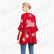 Scarlet Satin Colorful Peacock Antique Silk Brocade Top - 「朱緞彩雀」古董真絲老織錦上衣