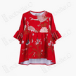 Scarlet Satin Colorful Peacock Antique Silk Brocade Top - 「朱緞彩雀」古董真絲老織錦上衣