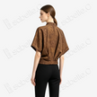 Gilded Vein Texture Stand Collar Gambiered Guangdong Silk Top - 鎏金枝絡香雲紗短袖