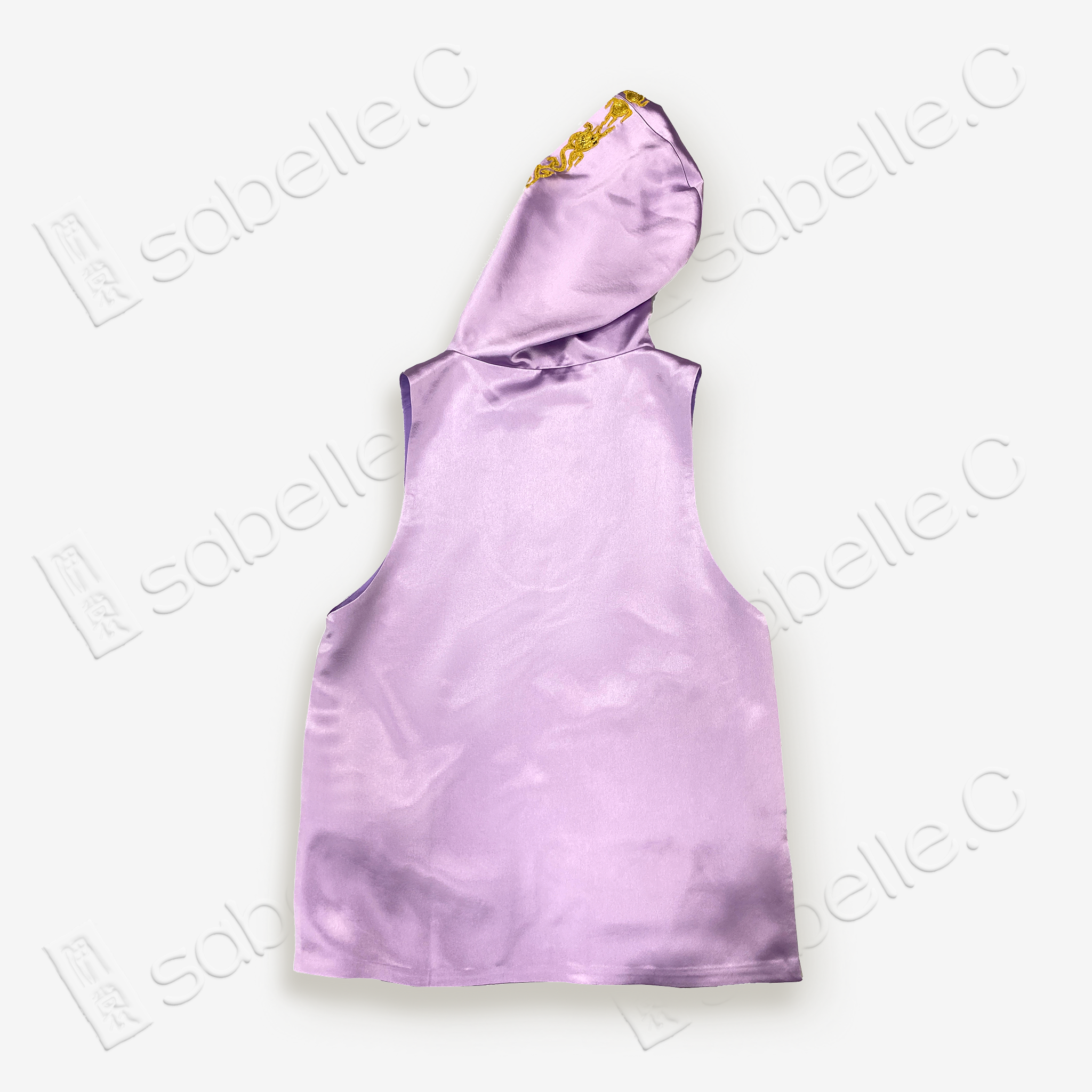 Embroidered Sleeveless Hoodie with V-Neck