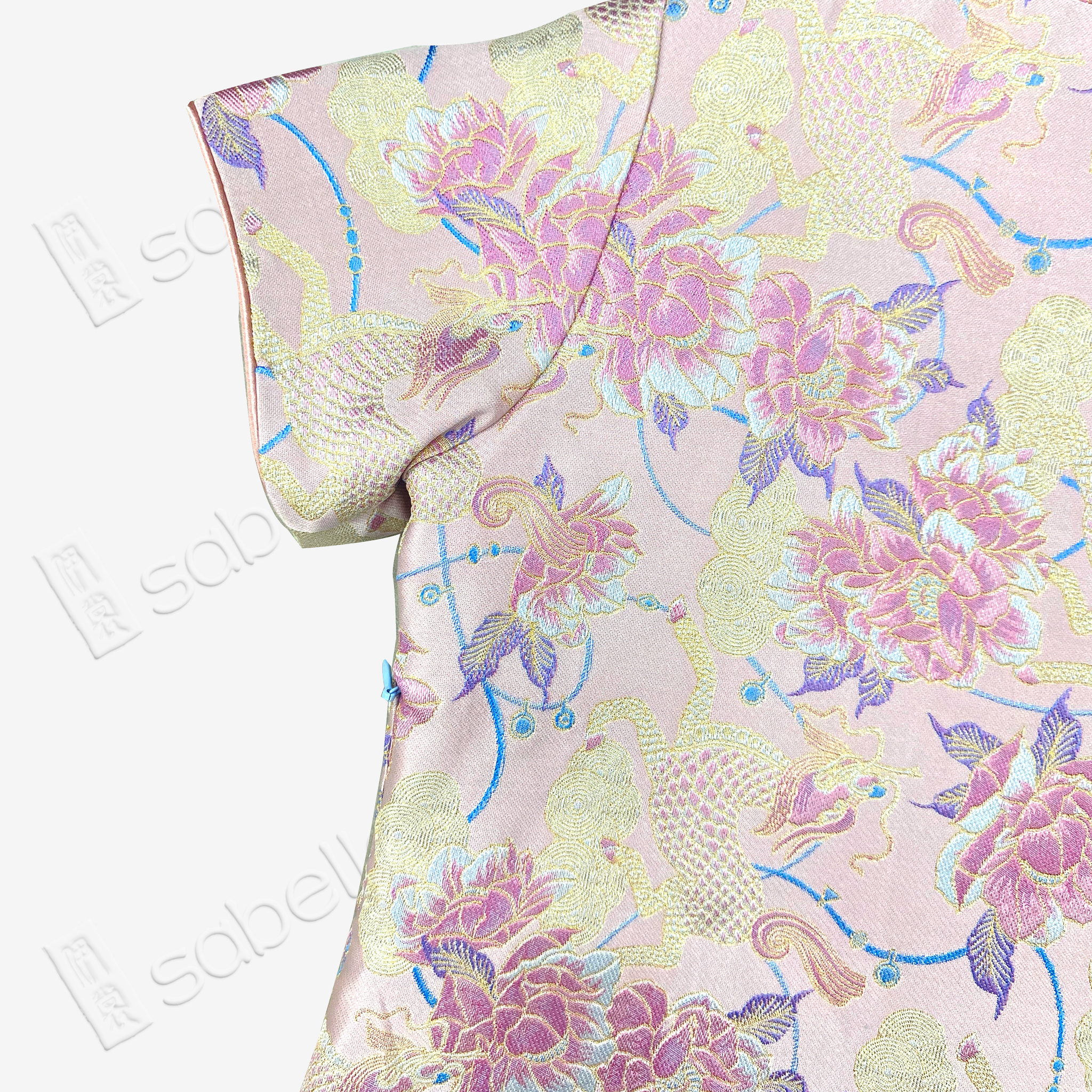 Kid's Song Brocade Satin Stand-up Collar Qipao-style Top