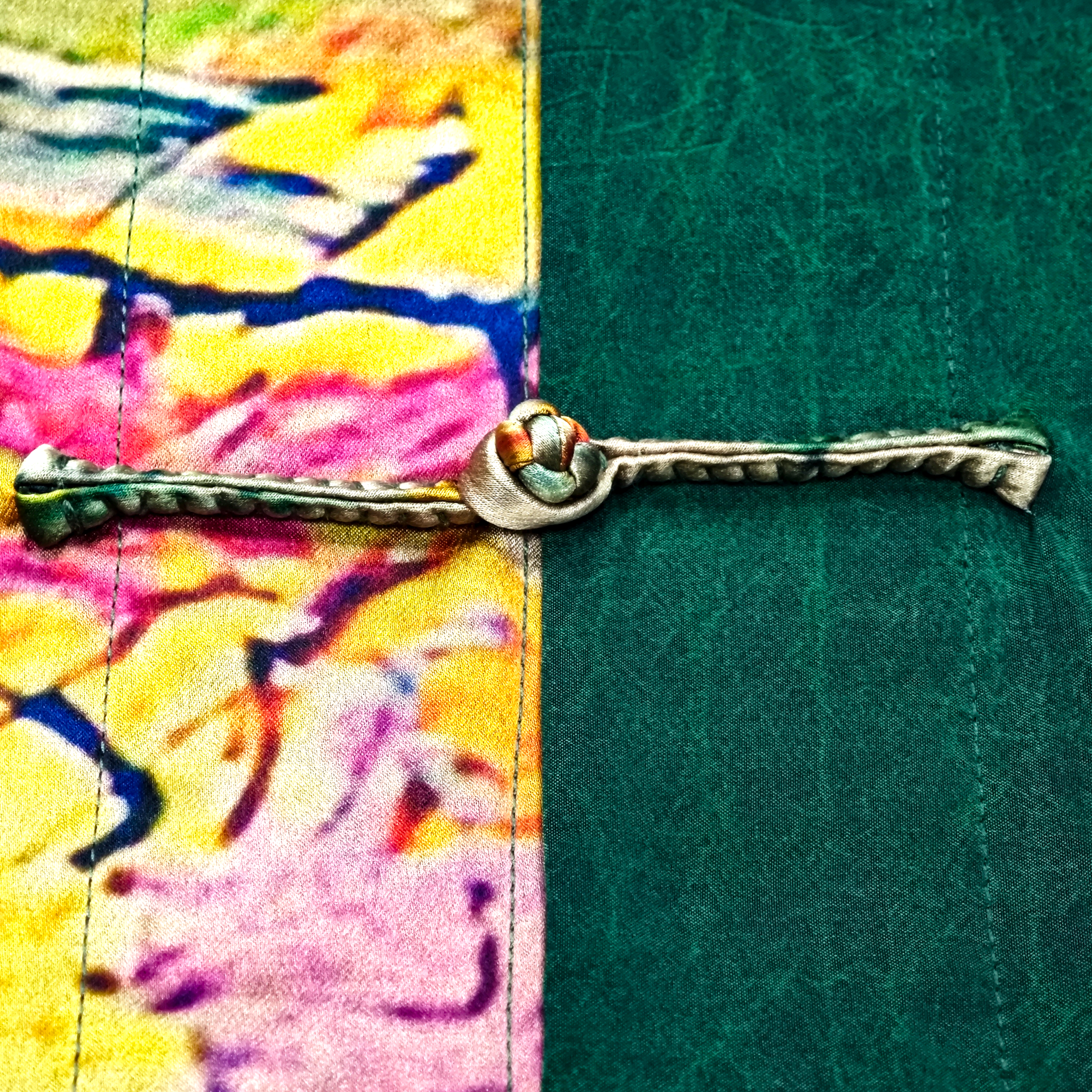 Gambiered Canton Silk Patchwork Chinese Shirt