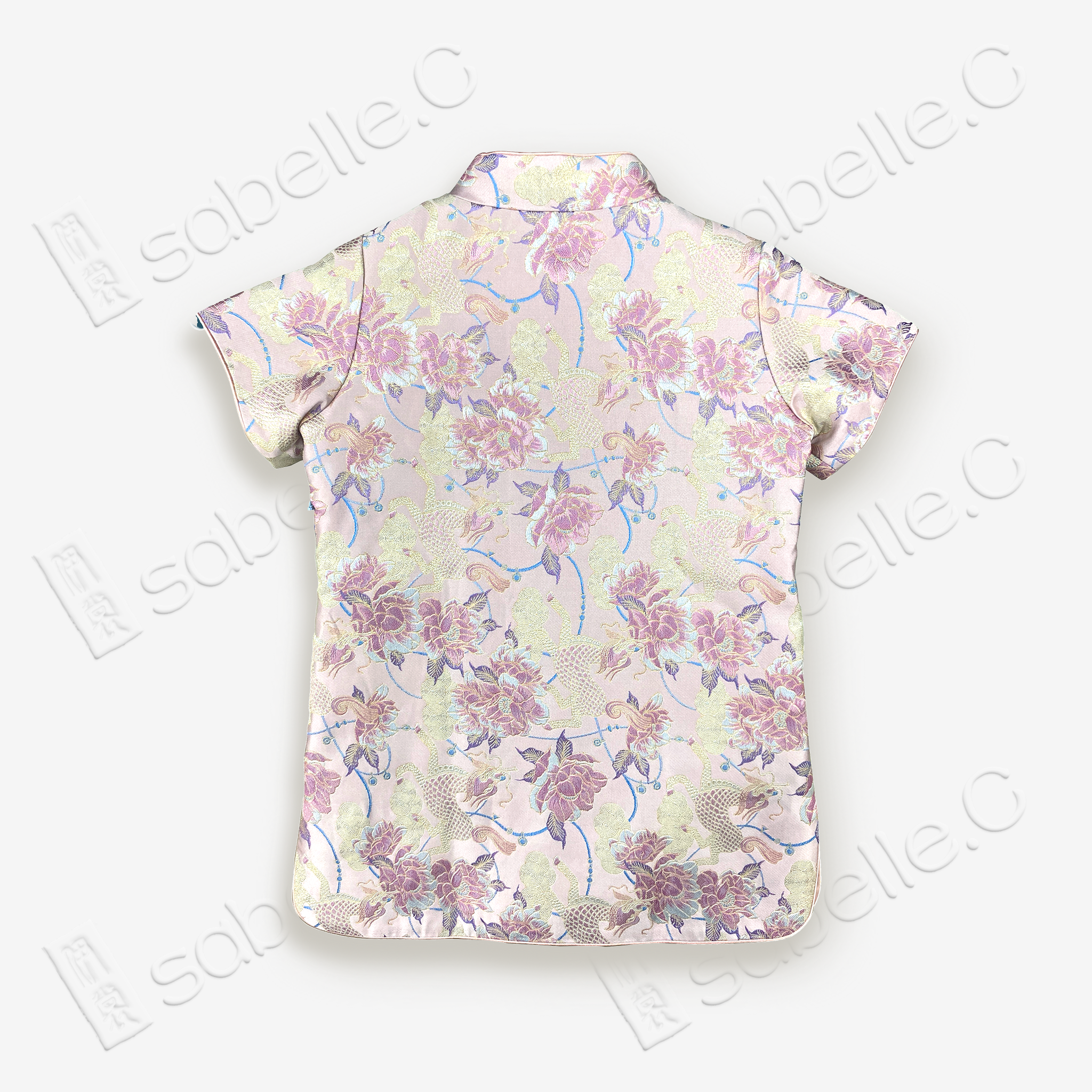 Kid's Song Brocade Satin Stand-up Collar Qipao-style Top