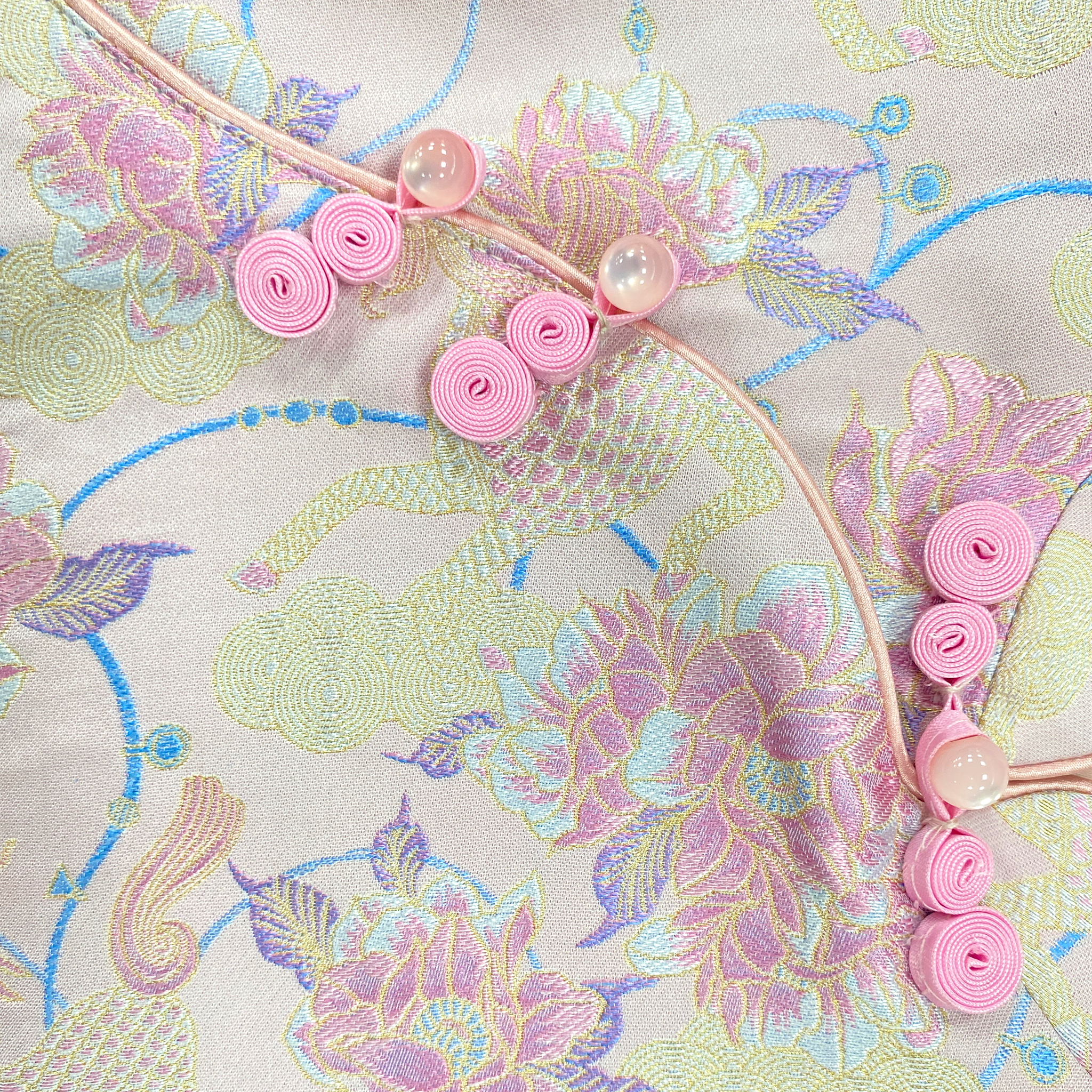 Kid's Song Brocade Satin Stand-up Collar Qipao-style Top