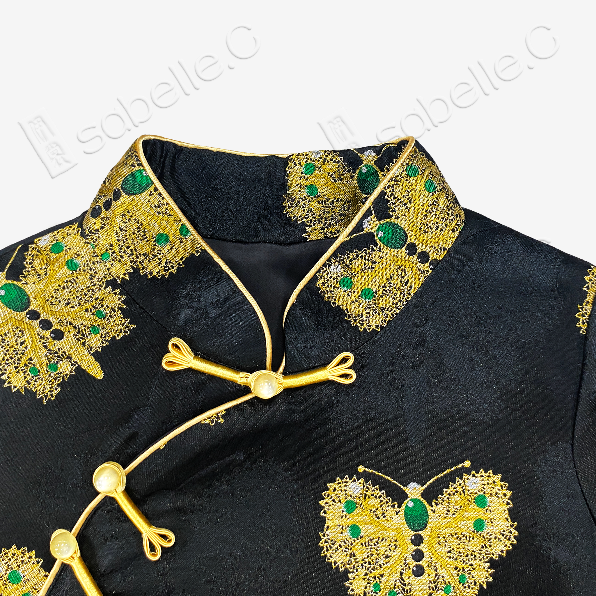 Kid's Song Brocade Satin Stand-up Collar Qipao-style Top