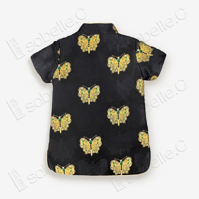 Kid's Song Brocade Satin Stand-up Collar Qipao-style Top