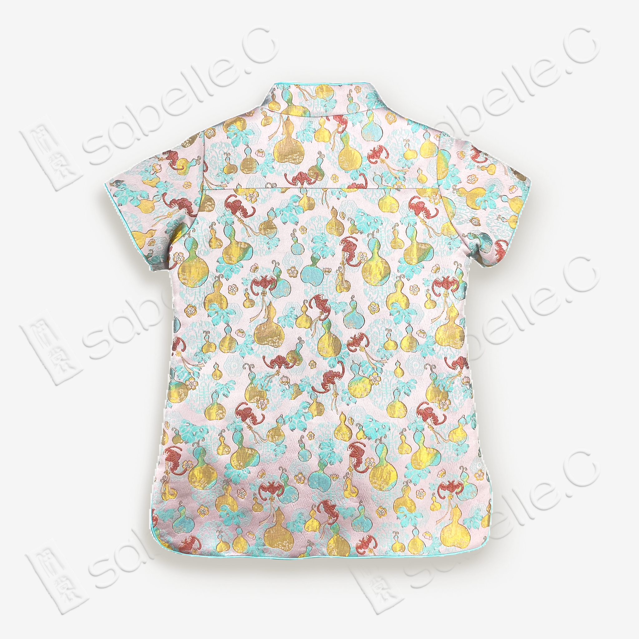 Kid's Song Brocade Satin Stand-up Collar Qipao-style Top