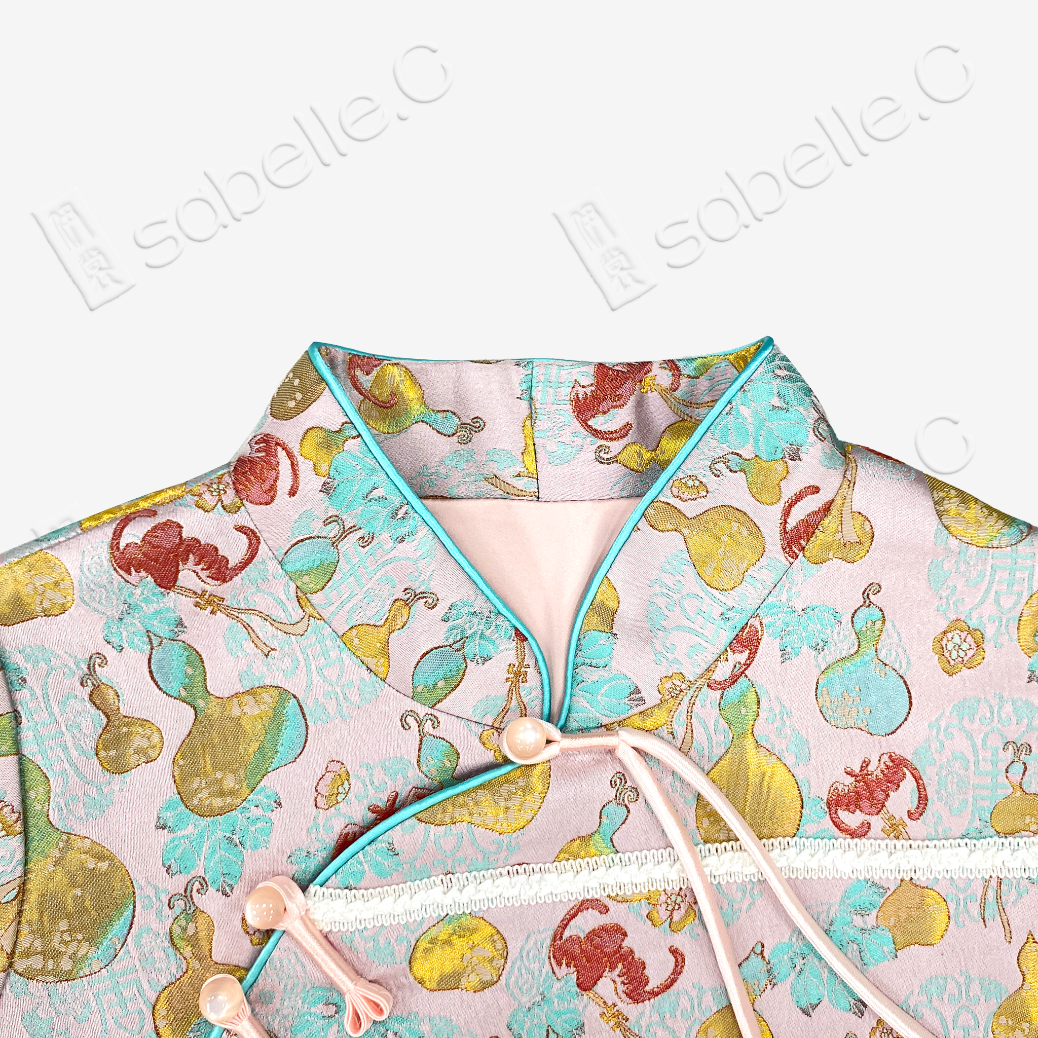 Kid's Song Brocade Satin Stand-up Collar Qipao-style Top