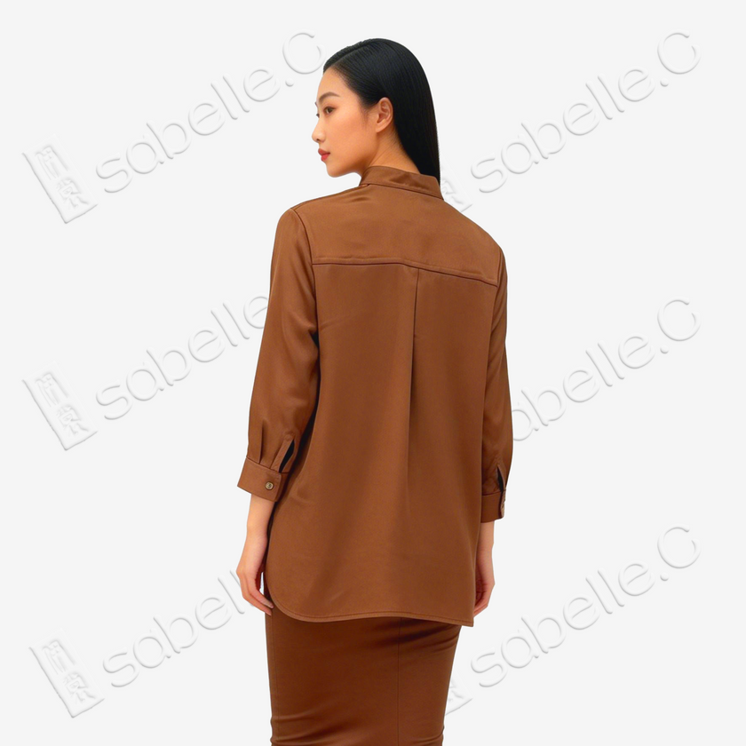 Heavyweight Silk Long-Sleeve Blouse