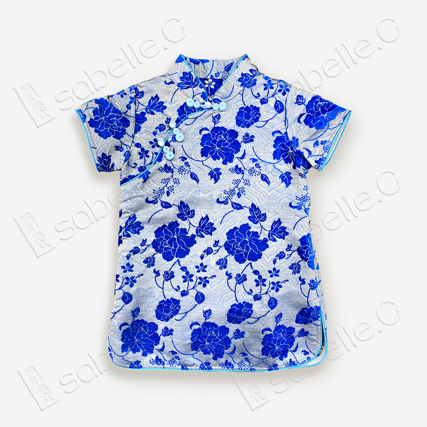 Zhang Velvet Short-Sleeve Mandarin Collar Top