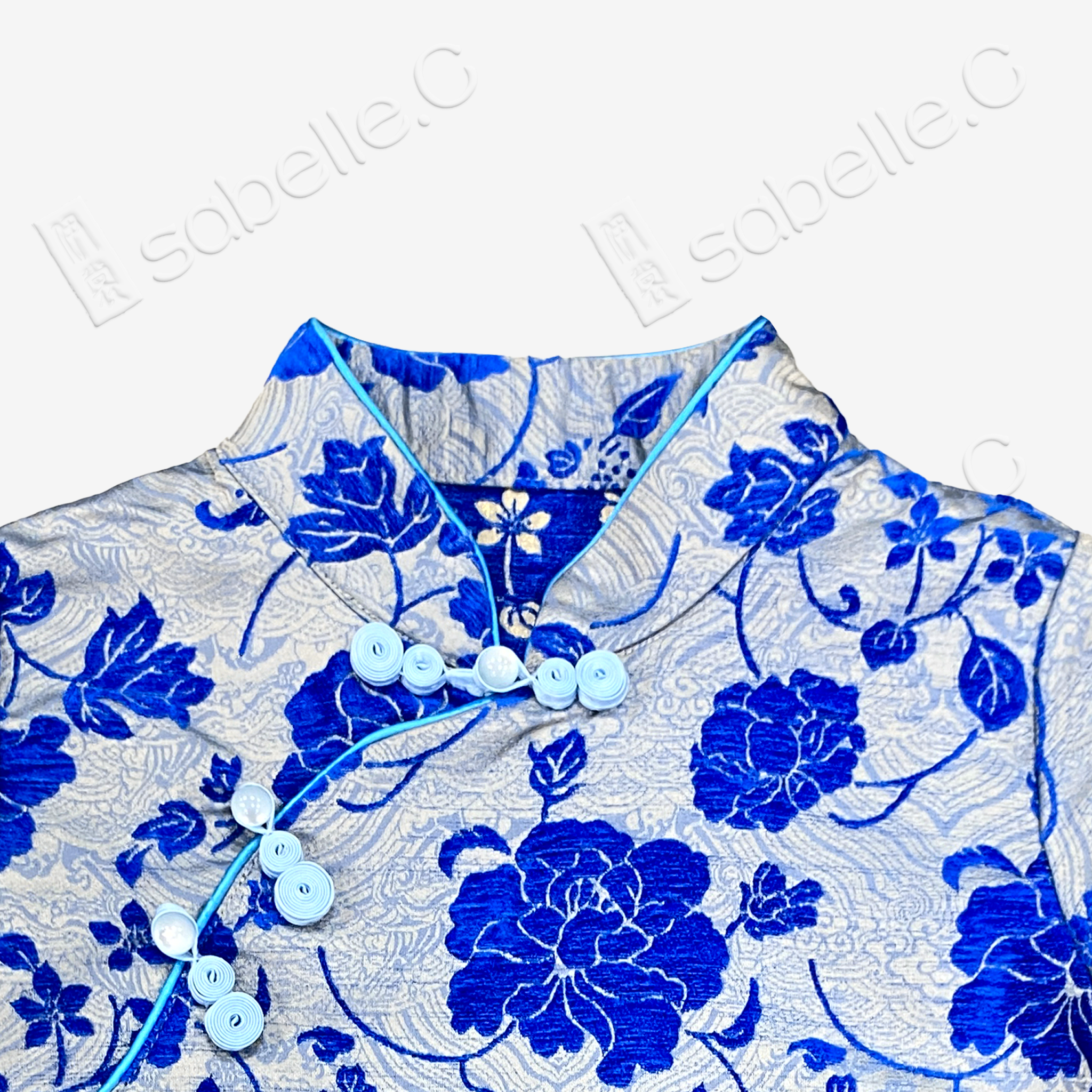 Zhang Velvet Short-Sleeve Mandarin Collar Top