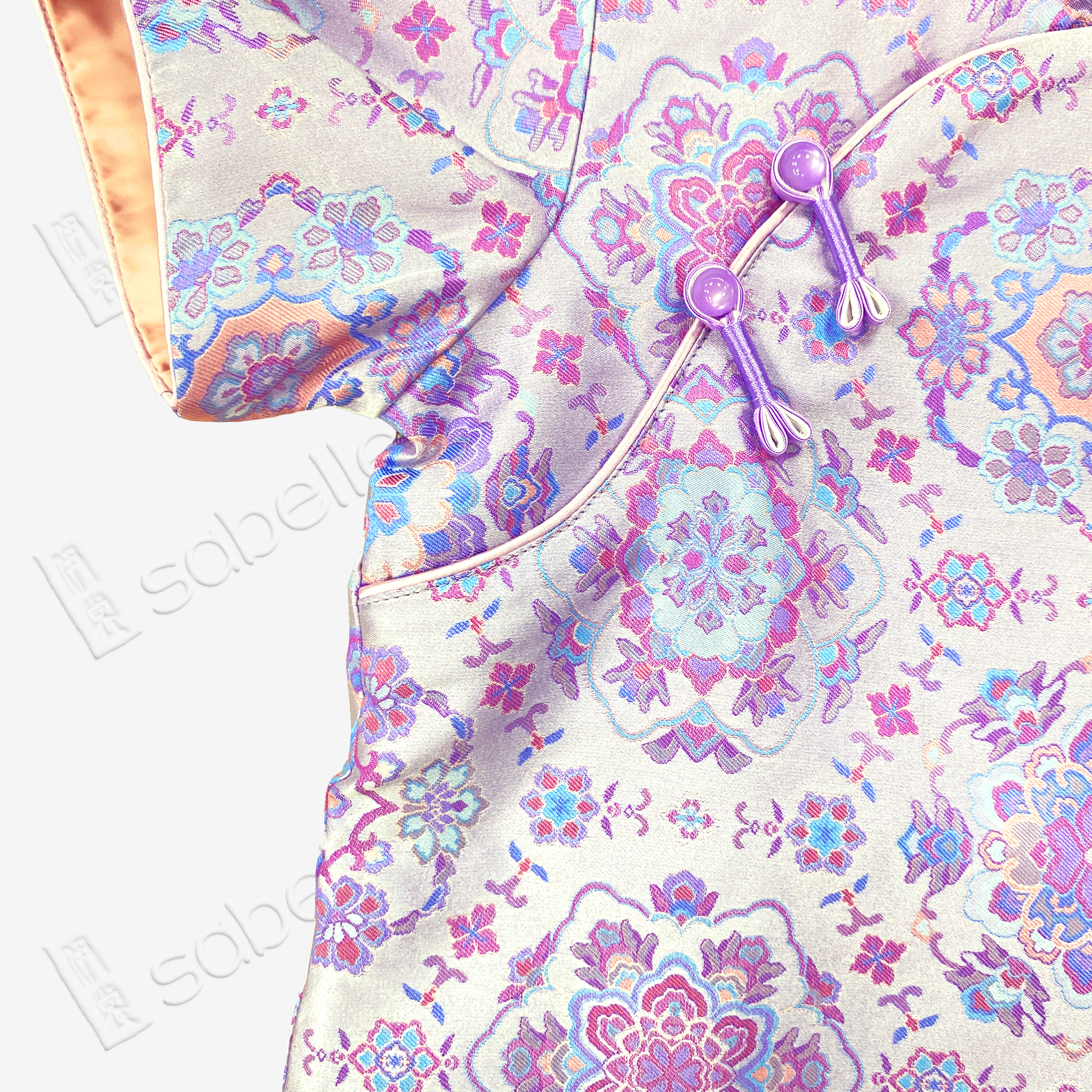 Kid's Song Brocade Satin Stand-up Collar Qipao-style Top