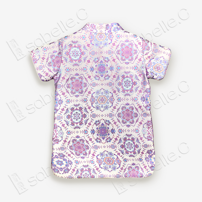 Kid's Song Brocade Satin Stand-up Collar Qipao-style Top