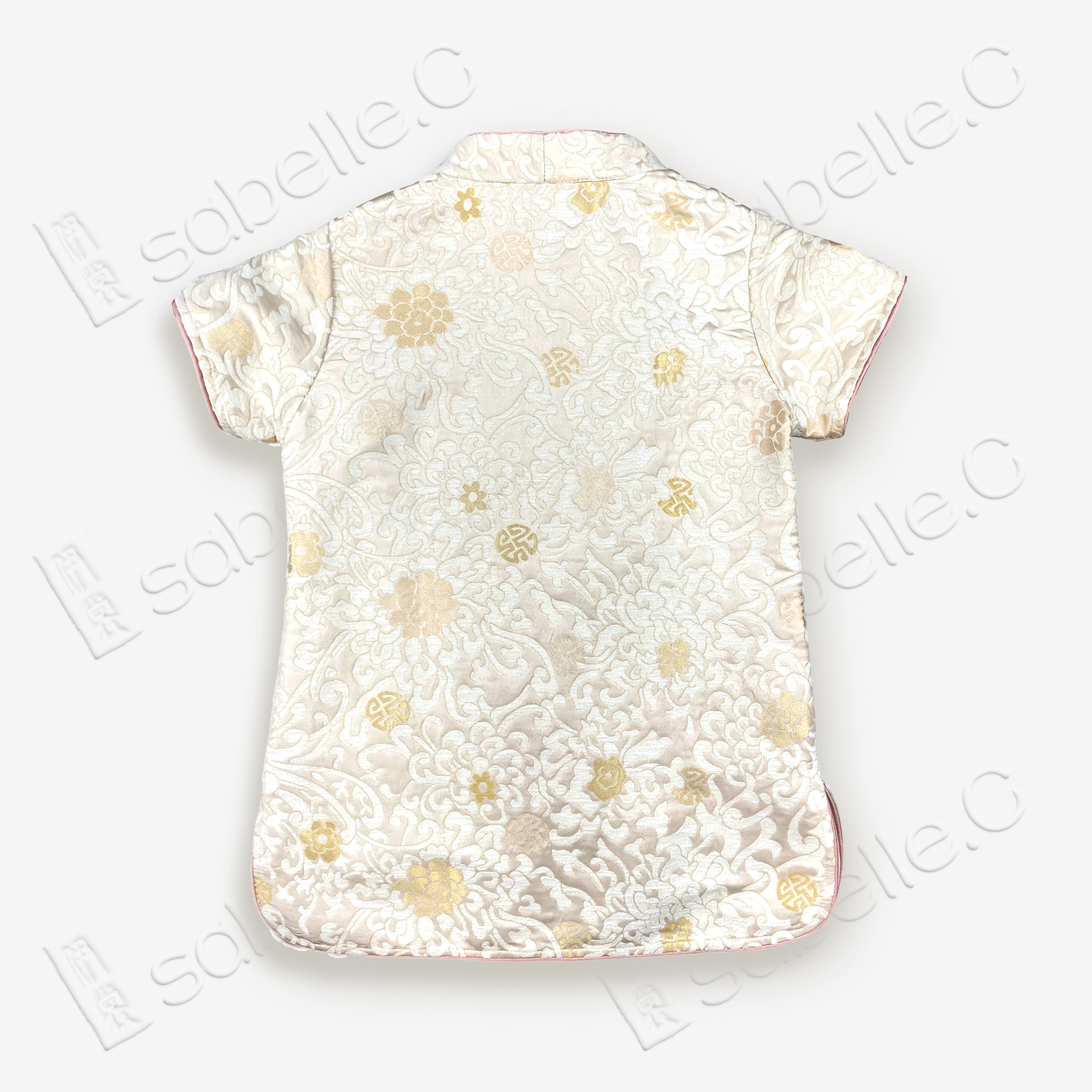 Zhang Velvet Short-Sleeve Mandarin Collar Top