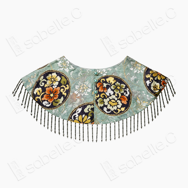 Song Brocade Bead Fringe Yunjian Collar - 團花宋錦雲肩