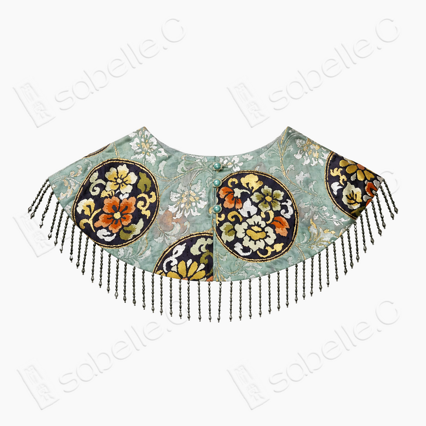 Song Brocade Bead Fringe Yunjian Collar - 團花宋錦雲肩