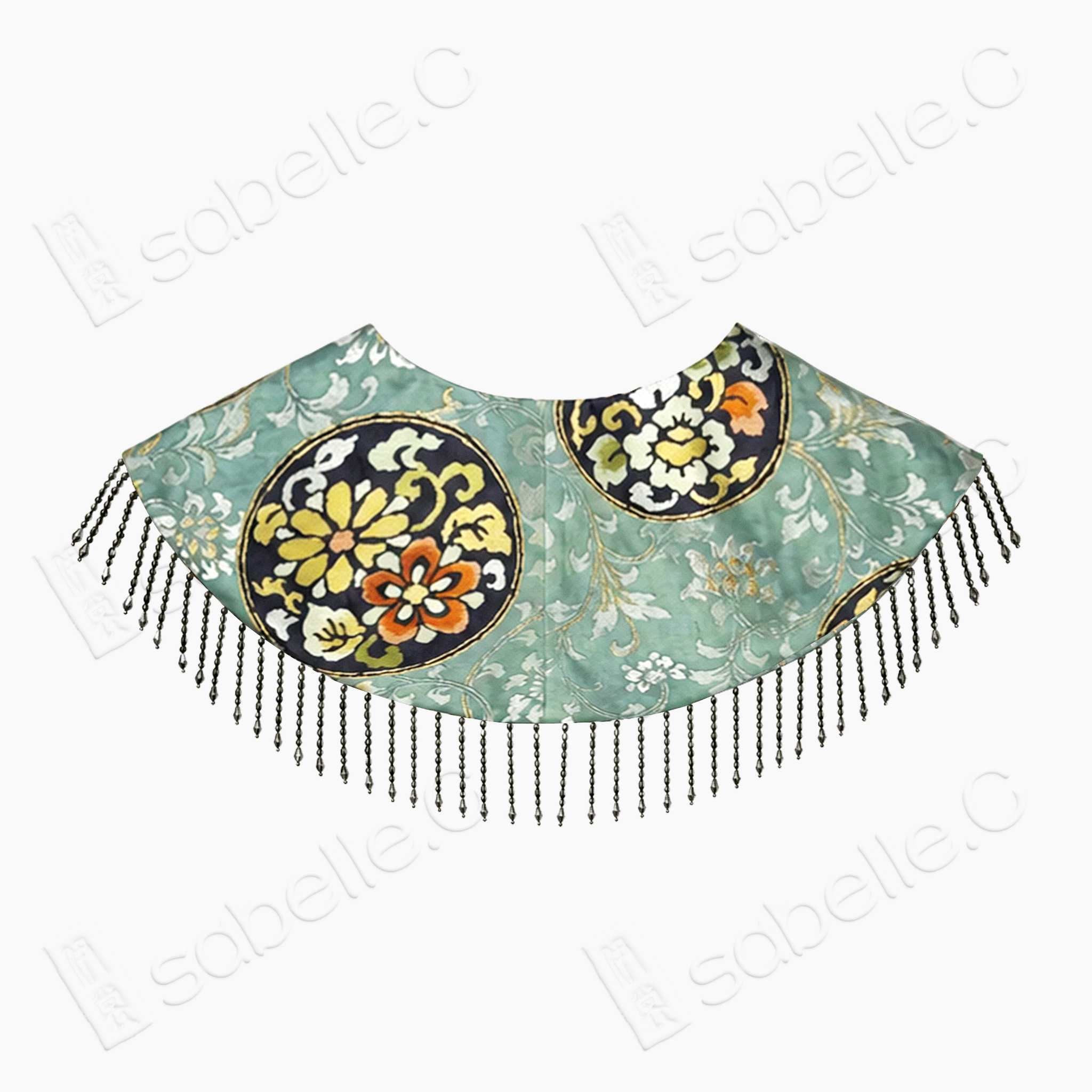 Song Brocade Bead Fringe Yunjian Collar - 團花宋錦雲肩