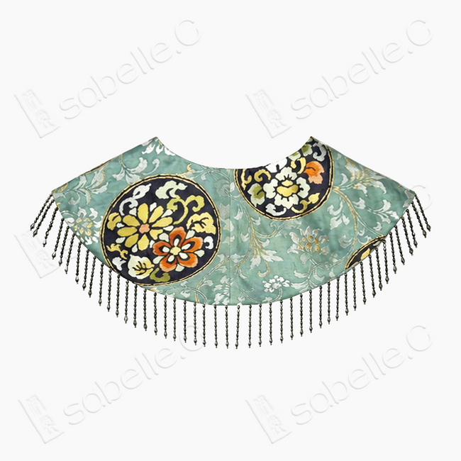 Song Brocade Bead Fringe Yunjian Collar - 團花宋錦雲肩