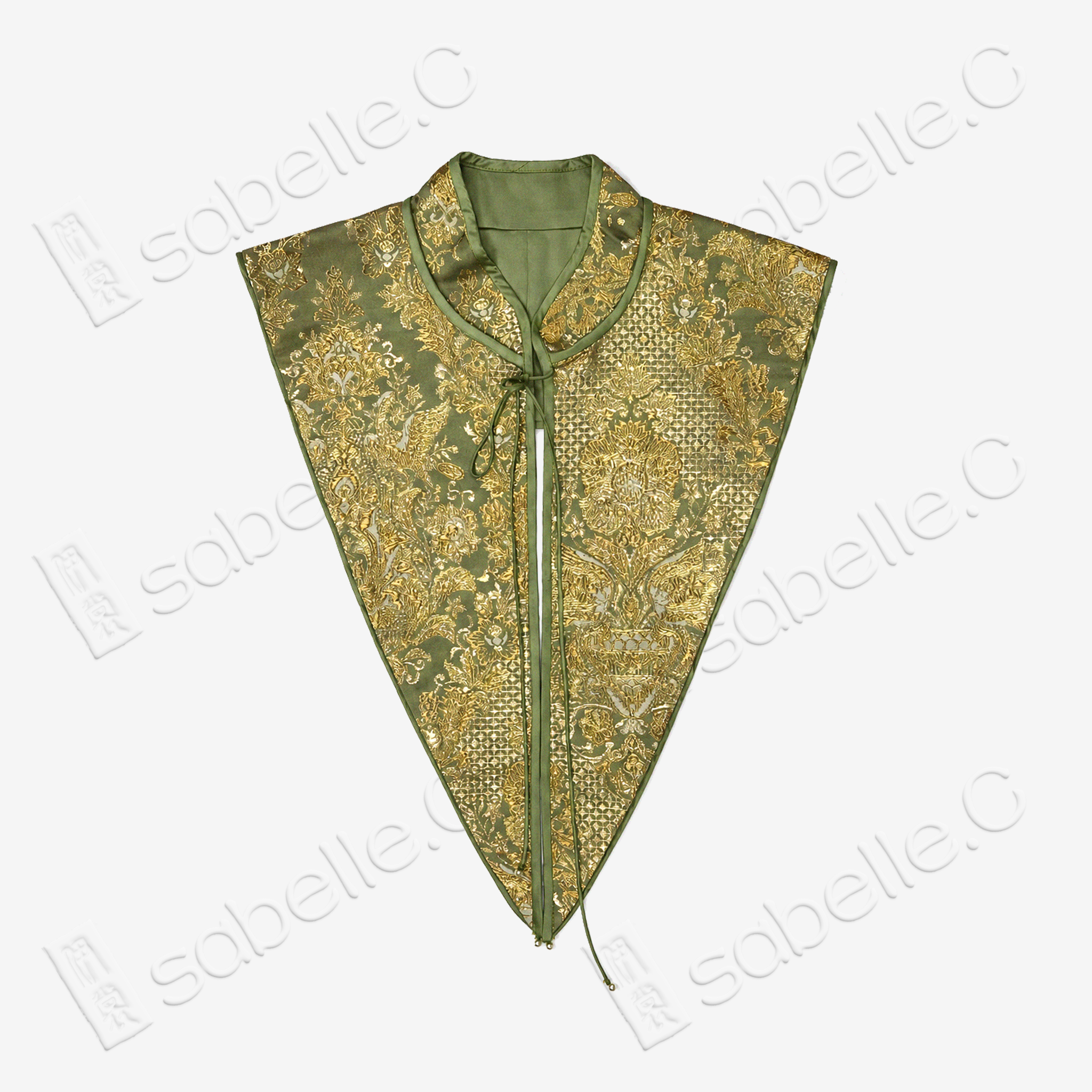 Jade Vine Gilded Brocade Embroidered Yunjian Collar - 翠蘿金綾刺繡雲肩