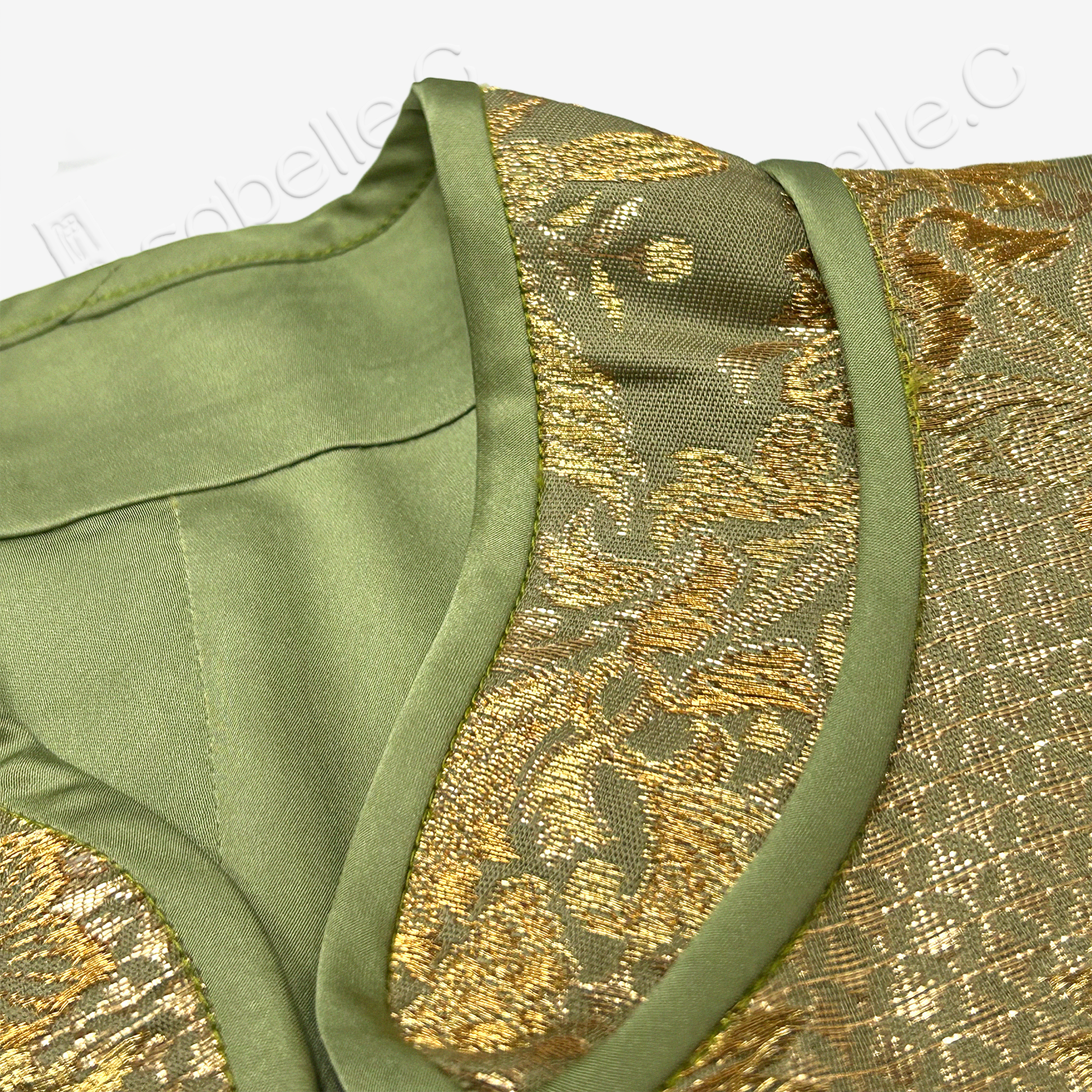 Jade Vine Gilded Brocade Embroidered Yunjian Collar - 翠蘿金綾刺繡雲肩
