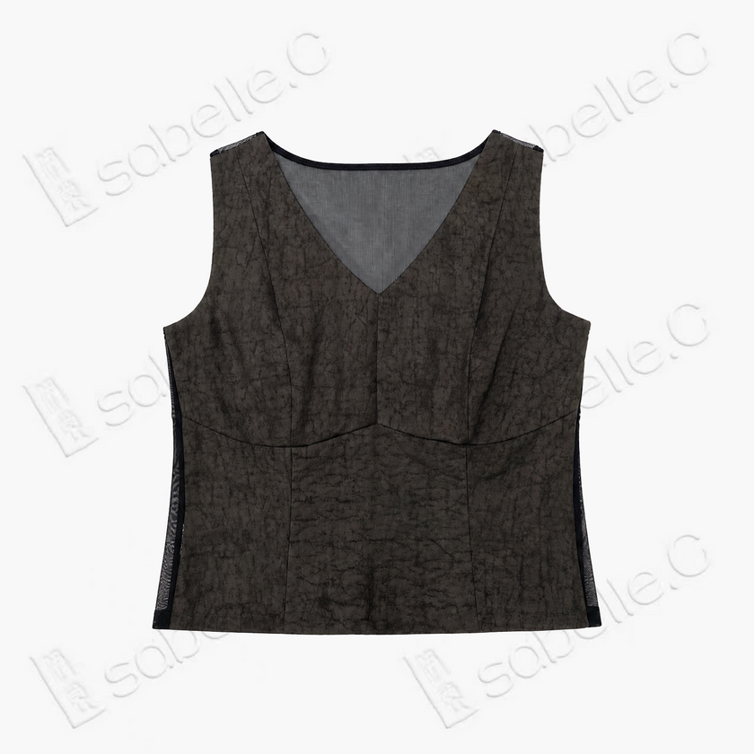 Gambiered Canton Silk Tank Top - 香雲紗無袖背心