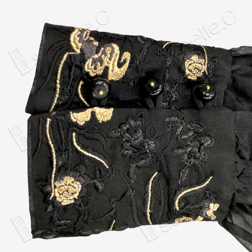 Embroidered Organza Black Top