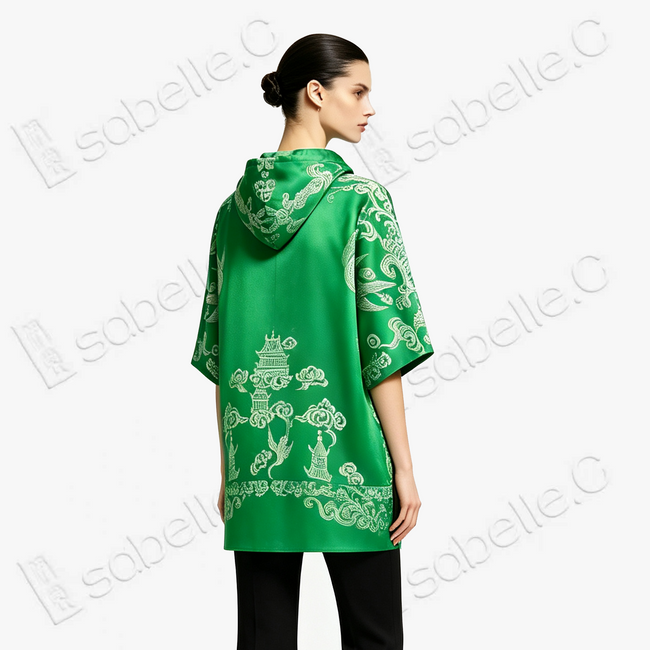 Carp Leaping Over Dragon Gate Soft Silk Satin Hoodie Top - 「魚躍龍門」真絲軟緞連帽衛衣