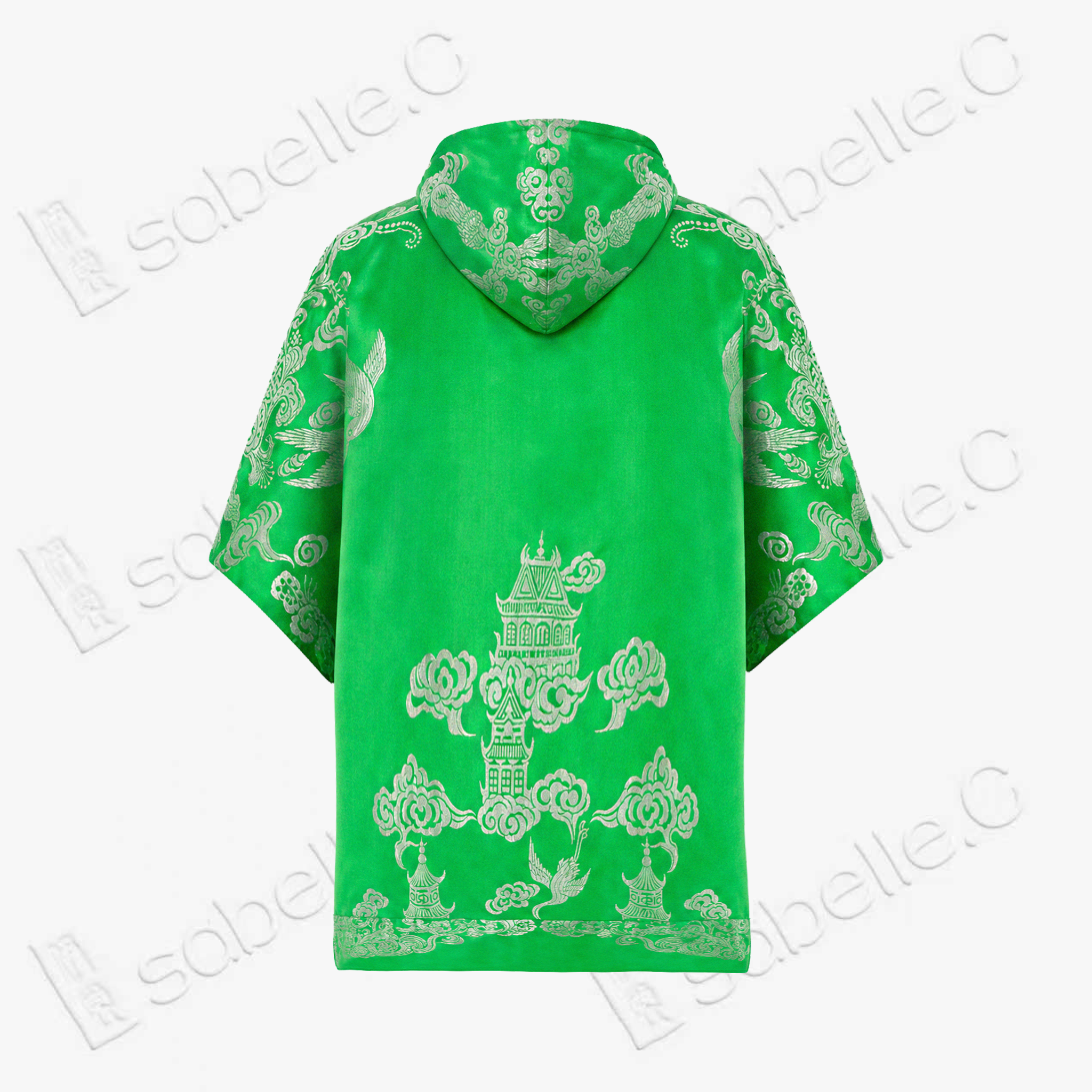 Carp Leaping Over Dragon Gate Soft Silk Satin Hoodie Top - 「魚躍龍門」真絲軟緞連帽衛衣