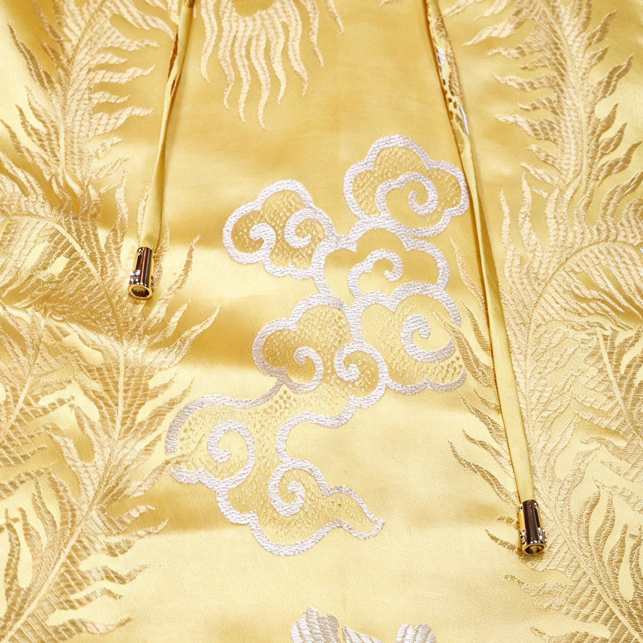 Golden Court Twin Phoenix Antique Silk Satin Hoodie Top - 「金庭雙鳳」古董真絲連帽衛衣