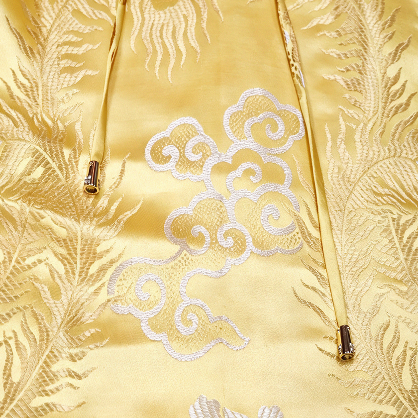 Golden Court Twin Phoenix Antique Silk Satin Hoodie Top - 「金庭雙鳳」古董真絲連帽衛衣