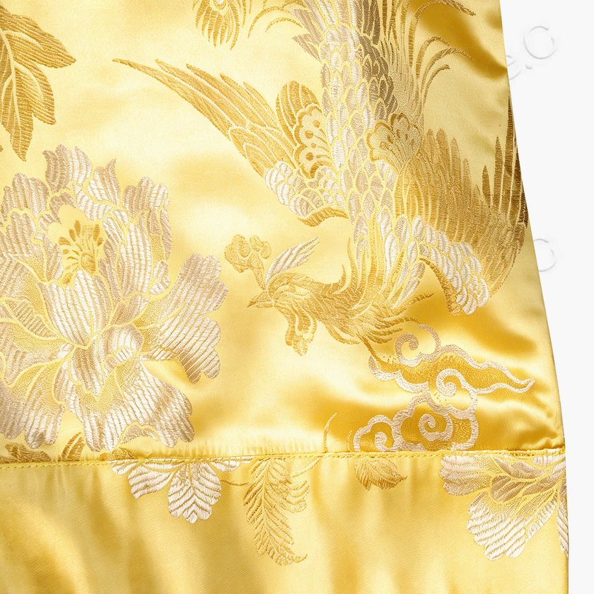 Golden Court Twin Phoenix Antique Silk Satin Hoodie Top - 「金庭雙鳳」古董真絲連帽衛衣