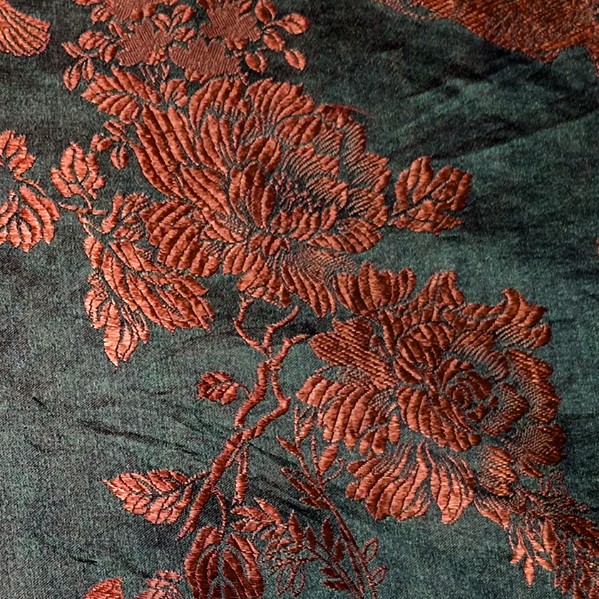 Dark Emerald Scarlet Magpie Antique Silk Waistcoat - 「黛墨緋鵲」古董真絲面料馬甲