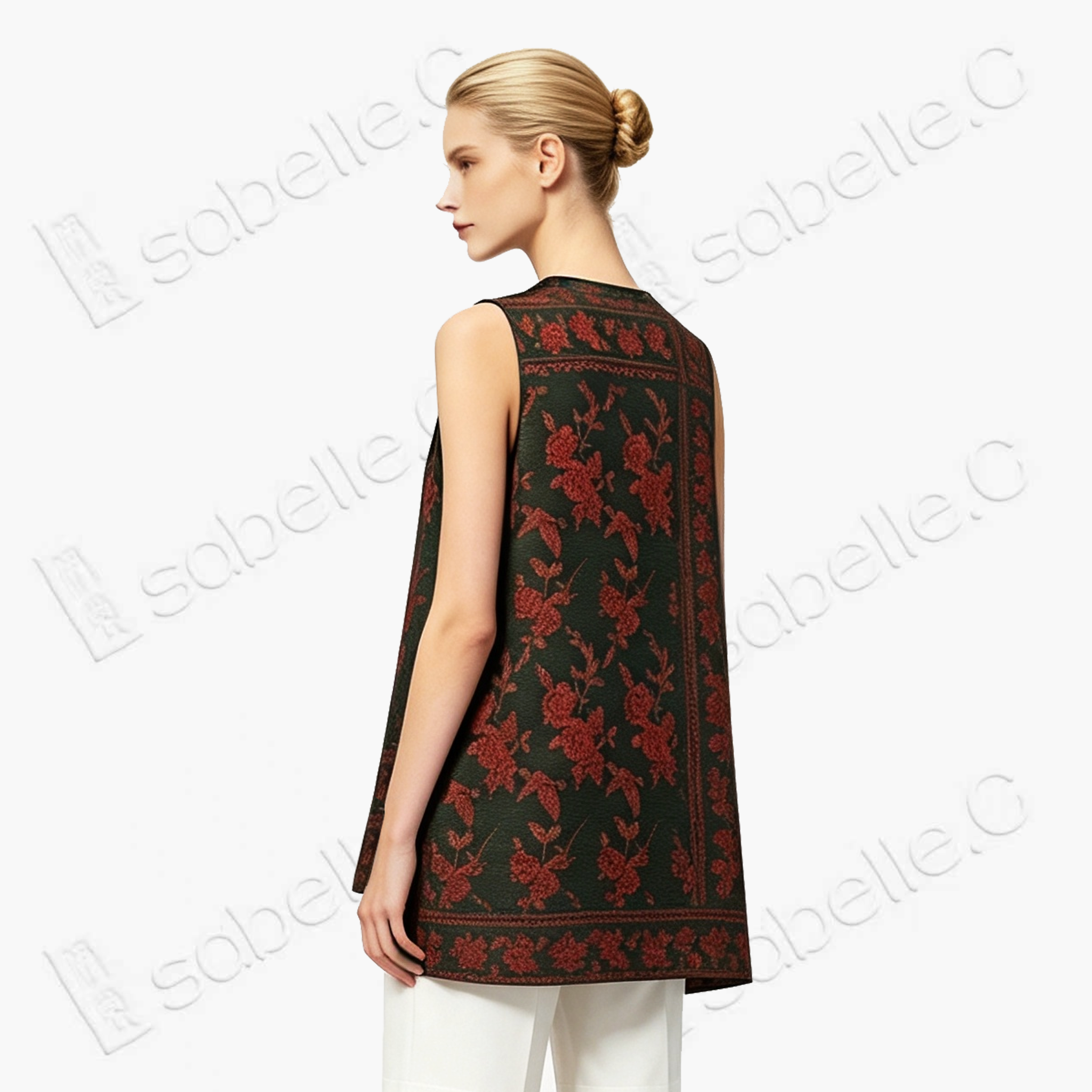 Dark Emerald Scarlet Magpie Antique Silk Waistcoat - 「黛墨緋鵲」古董真絲面料馬甲
