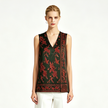 Dark Emerald Scarlet Magpie Antique Silk Waistcoat - 「黛墨緋鵲」古董真絲面料馬甲