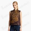 Gilded Peony Antique Silk Mandarin Collar Waistcoat - 「鎏金牡丹」古董真絲斜襟馬甲