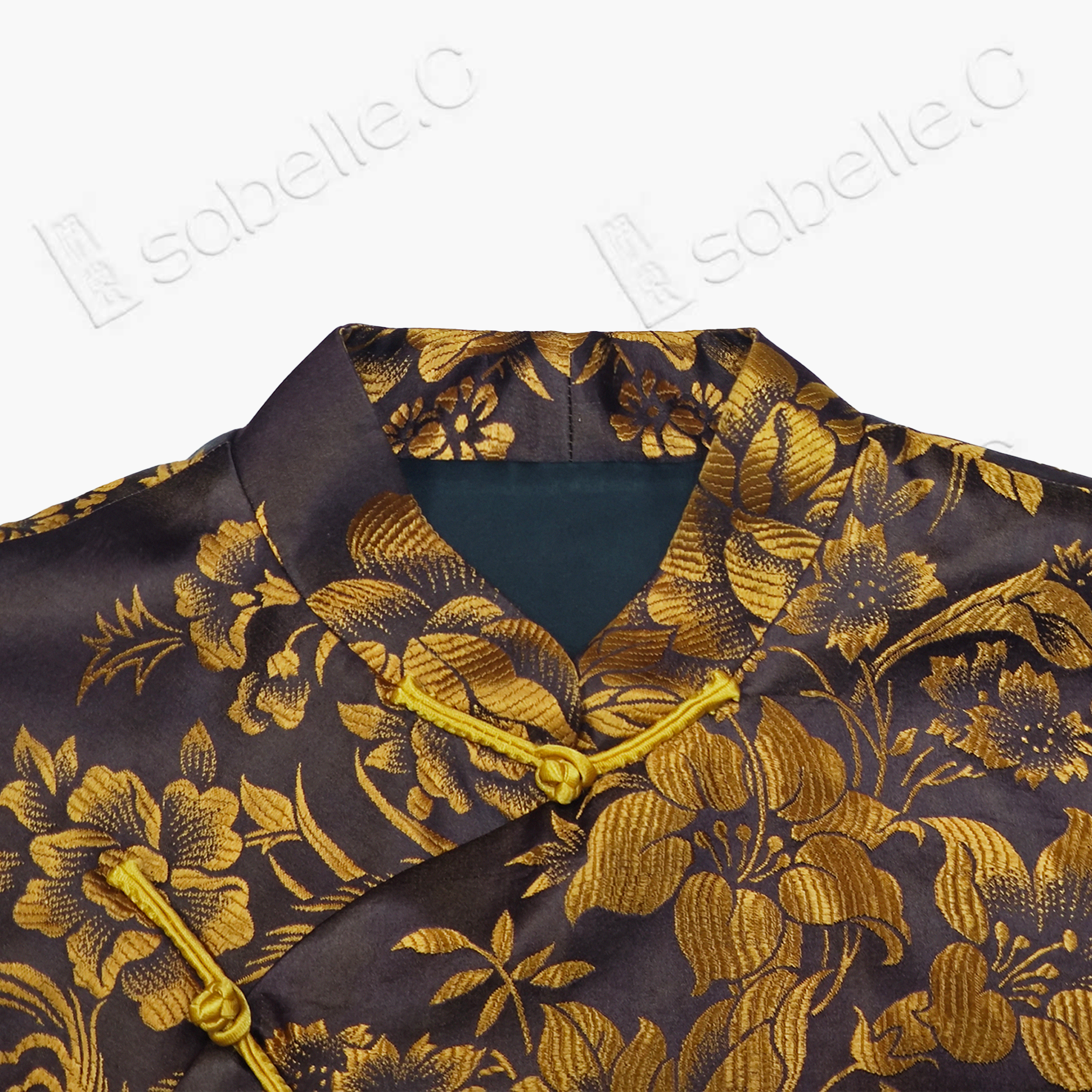 Gilded Peony Antique Silk Mandarin Collar Waistcoat - 「鎏金牡丹」古董真絲斜襟馬甲