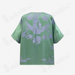 Emerald Green Cloud Crane Antique Silk Blouse - 「碧翠雲鶴」古董真絲面料上衣