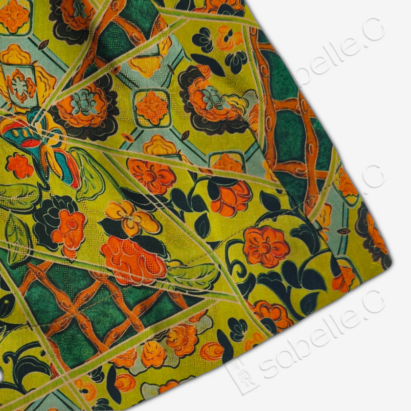 Gambiered Canton Gauze Top with Ruffled Hem