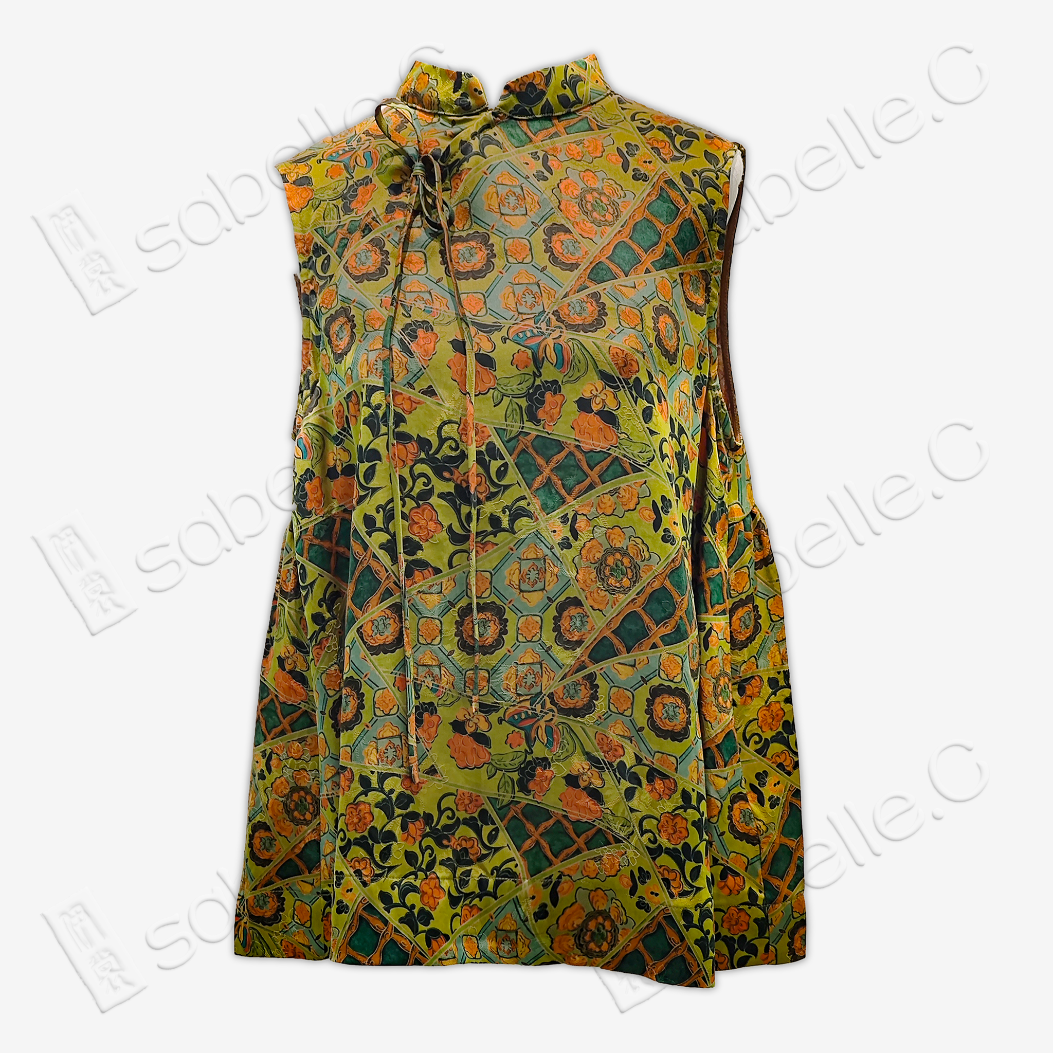 Gambiered Canton Gauze Top with Ruffled Hem