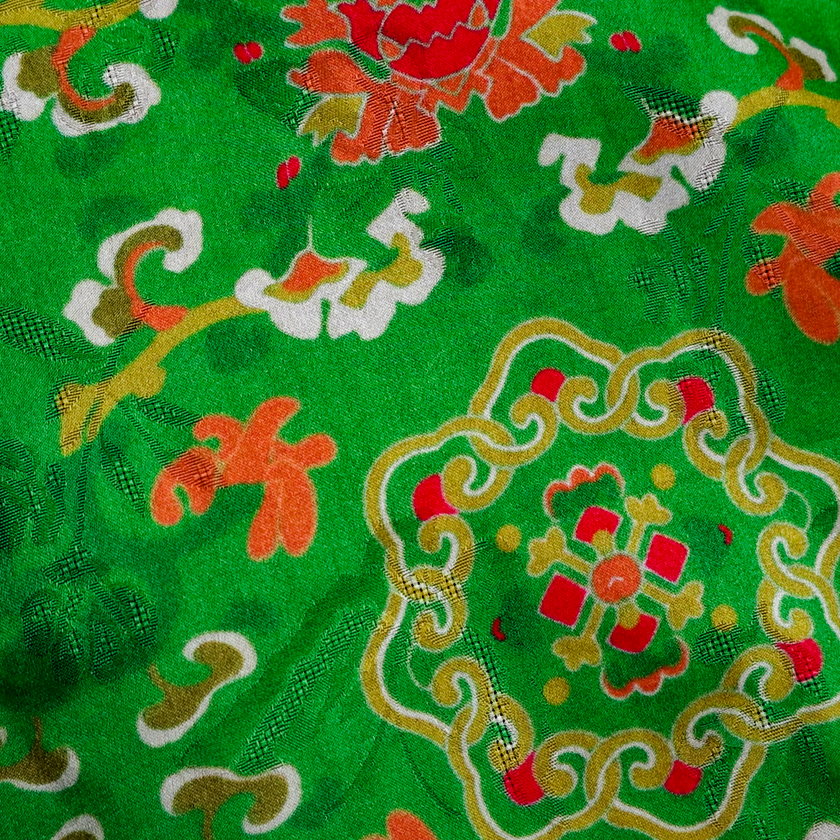 Gambiered Canton Gauze Top with Ruffled Hem